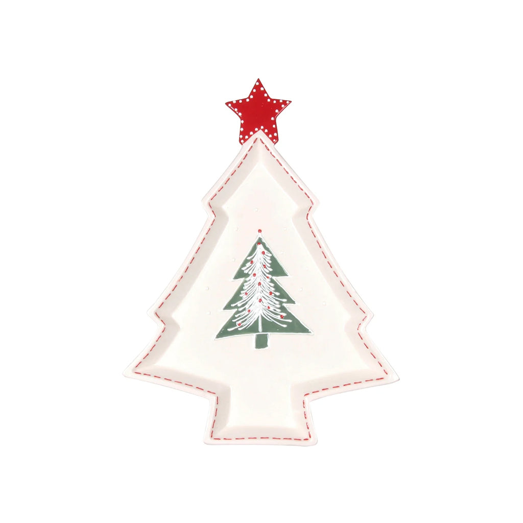 Holly Ho Ho Ho Shaped Tree Serving Platter Multi