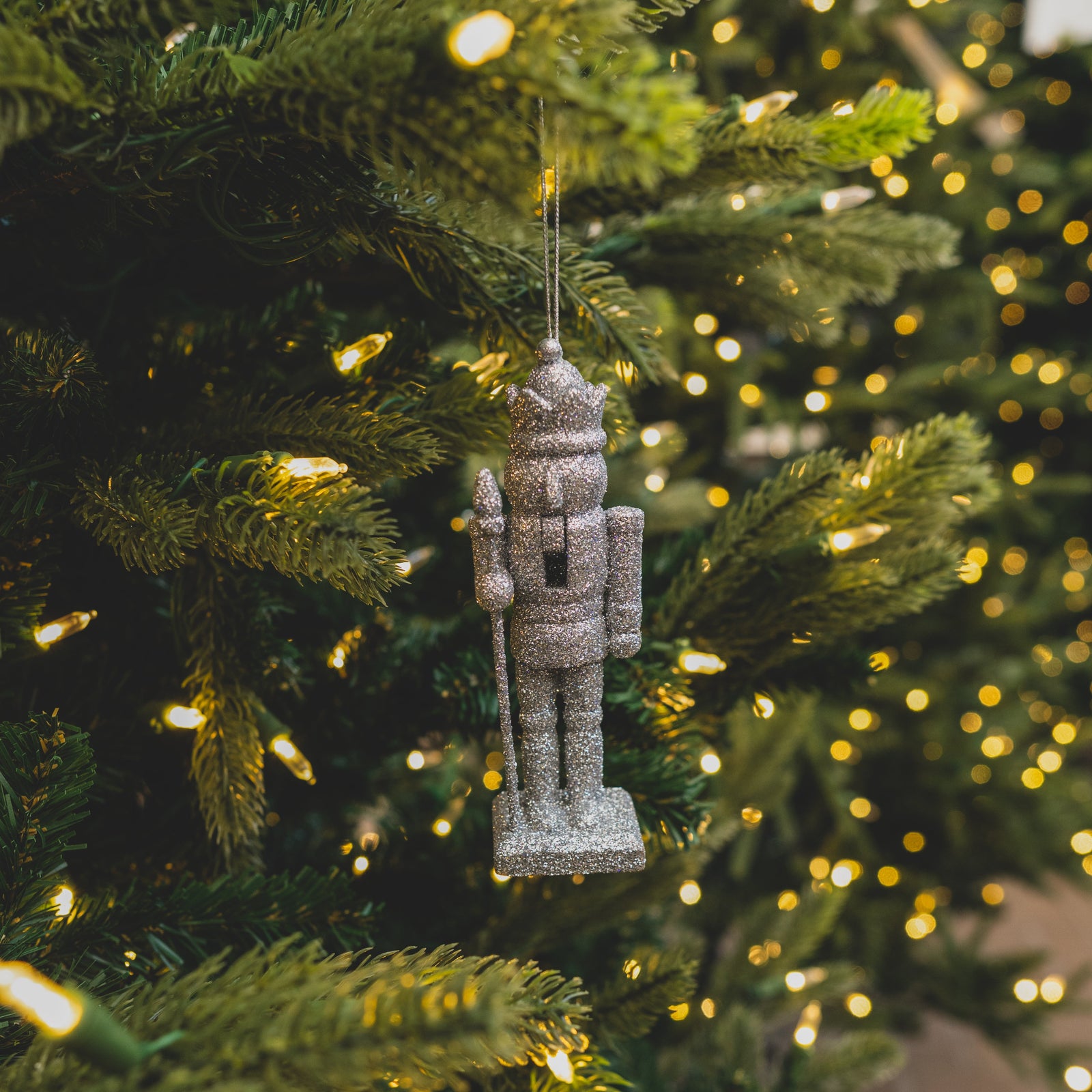 Shimmer Nutcracker Ornament Silver