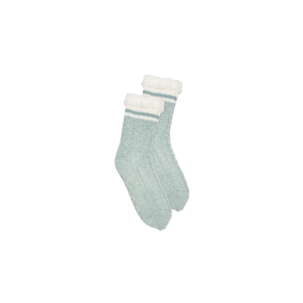 Cable Stripe Lounge Sock Aqua