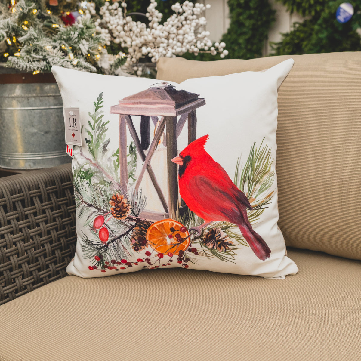 Cardinal On Branches Velvet Pillow 18X18
