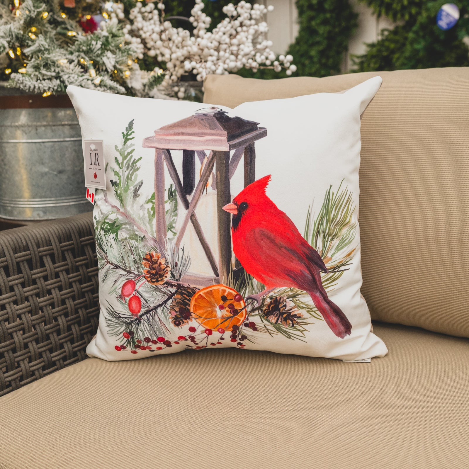 Cardinal On Branches Velvet Pillow 18X18