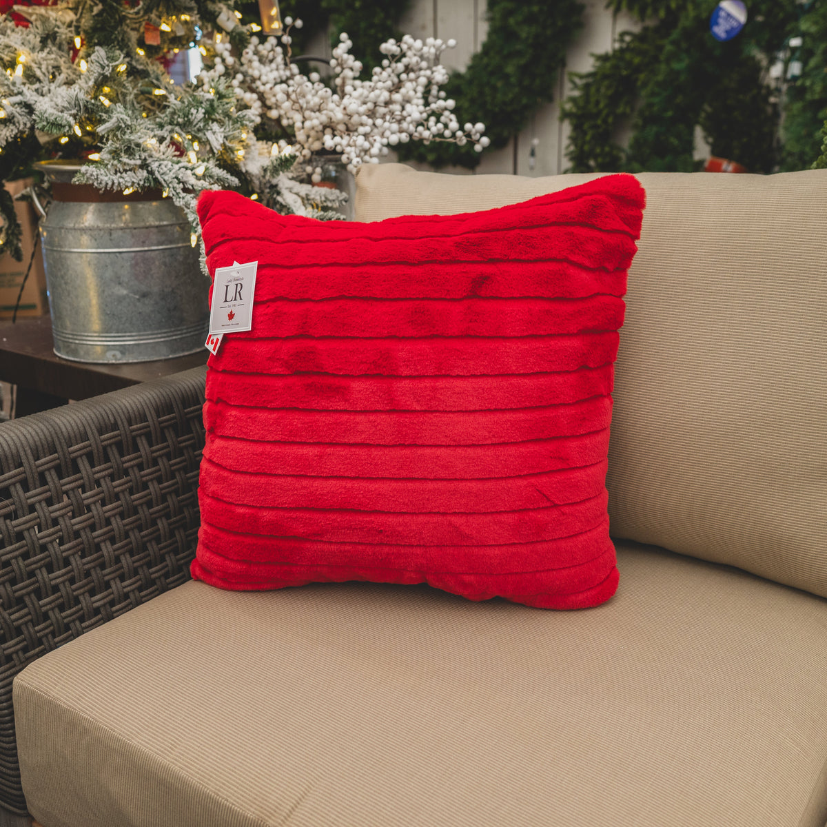 Snuggle Red Faux Fur Pillow 18X18