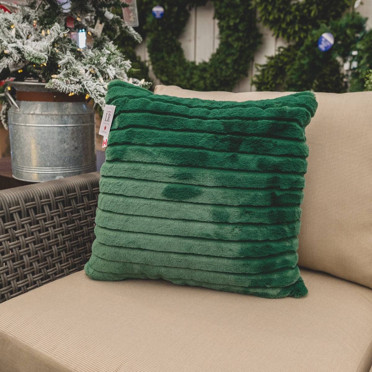 Snuggle Emerald Faux Fur Pillow 18X18