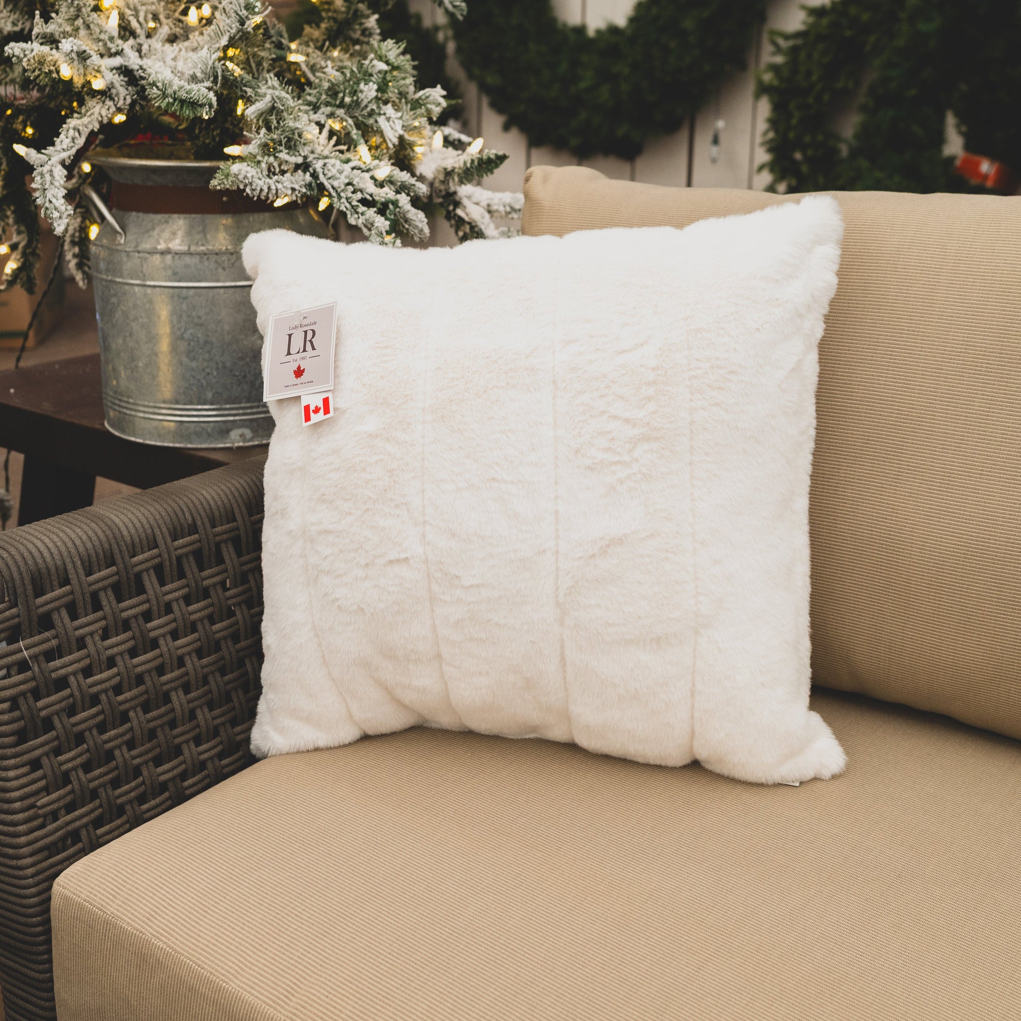 Luxe Faux Fur Cream Pillow 18X18