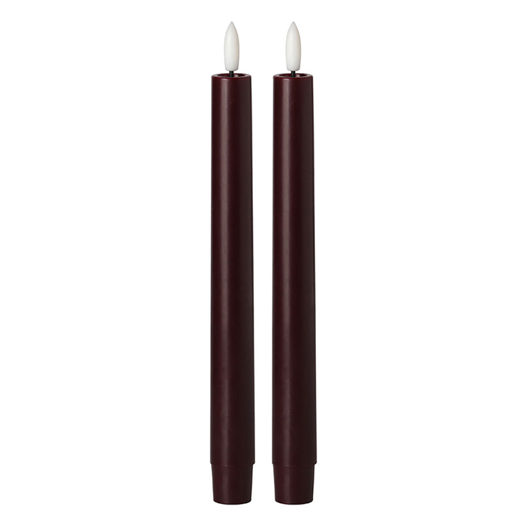 Wine Red LED Dinner Candle Pair 10"