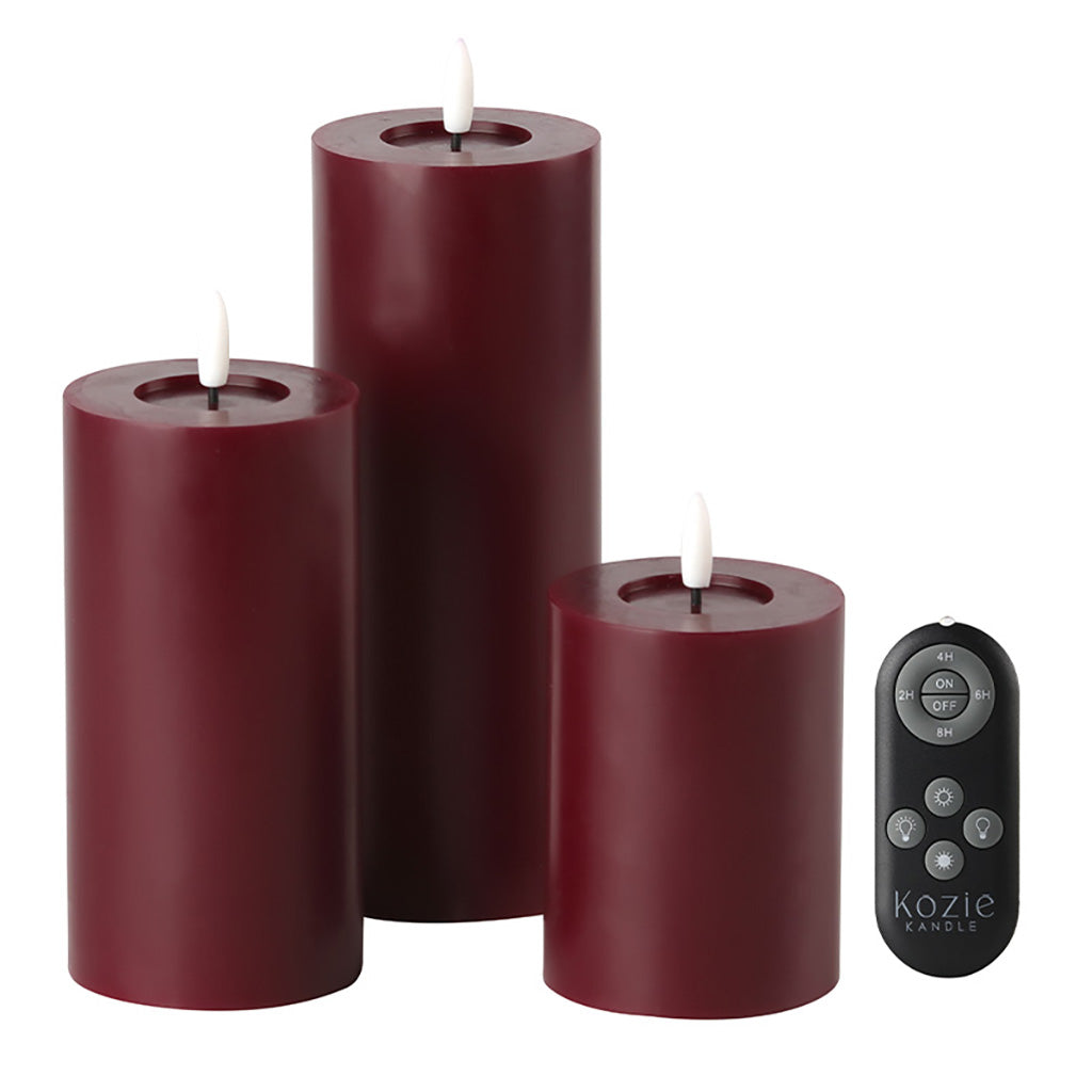 Wine Red LED Candles Gift Box