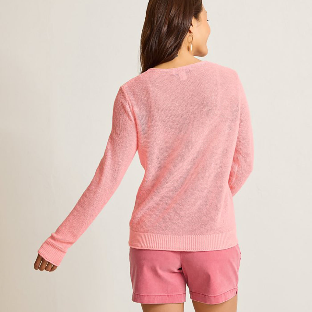 "Tommy Bahama" Cedar Linen Long Sleeve V-Neck Quartz Pink