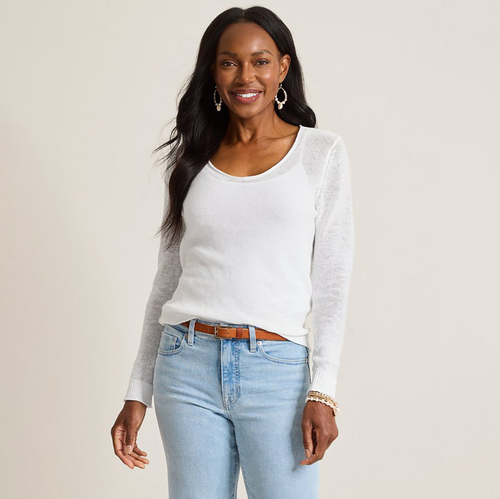 Cedar Linen Long-Sleeve V-Neck Sweater