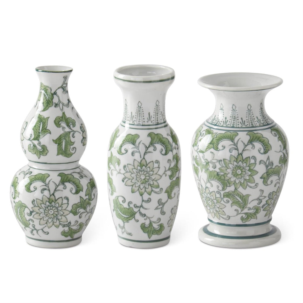 Ceramic Chinoiserie Double Globe Bud Vase Green