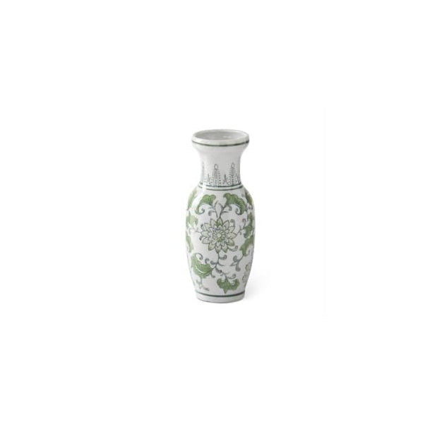 Ceramic Chinoiserie Slender Bud Vase Green