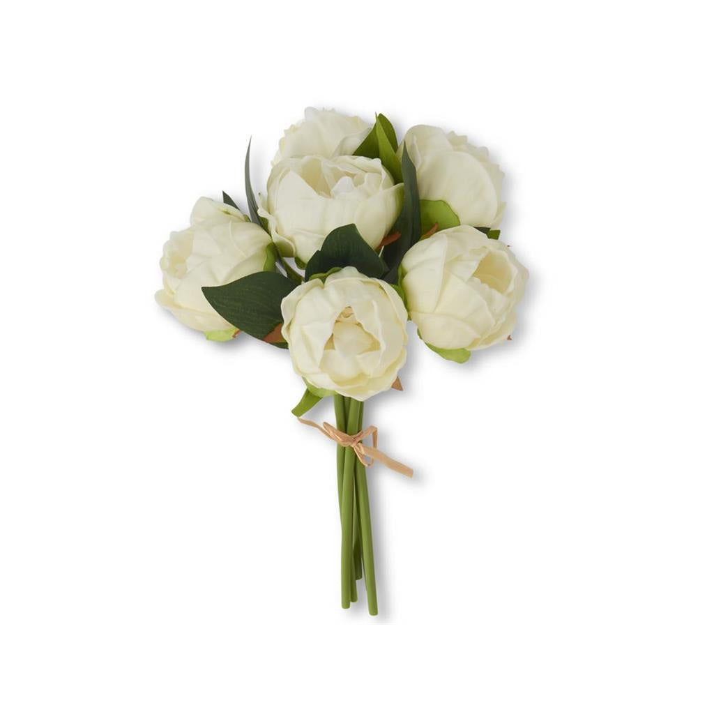 Real Touch Peony Bundle 12" White