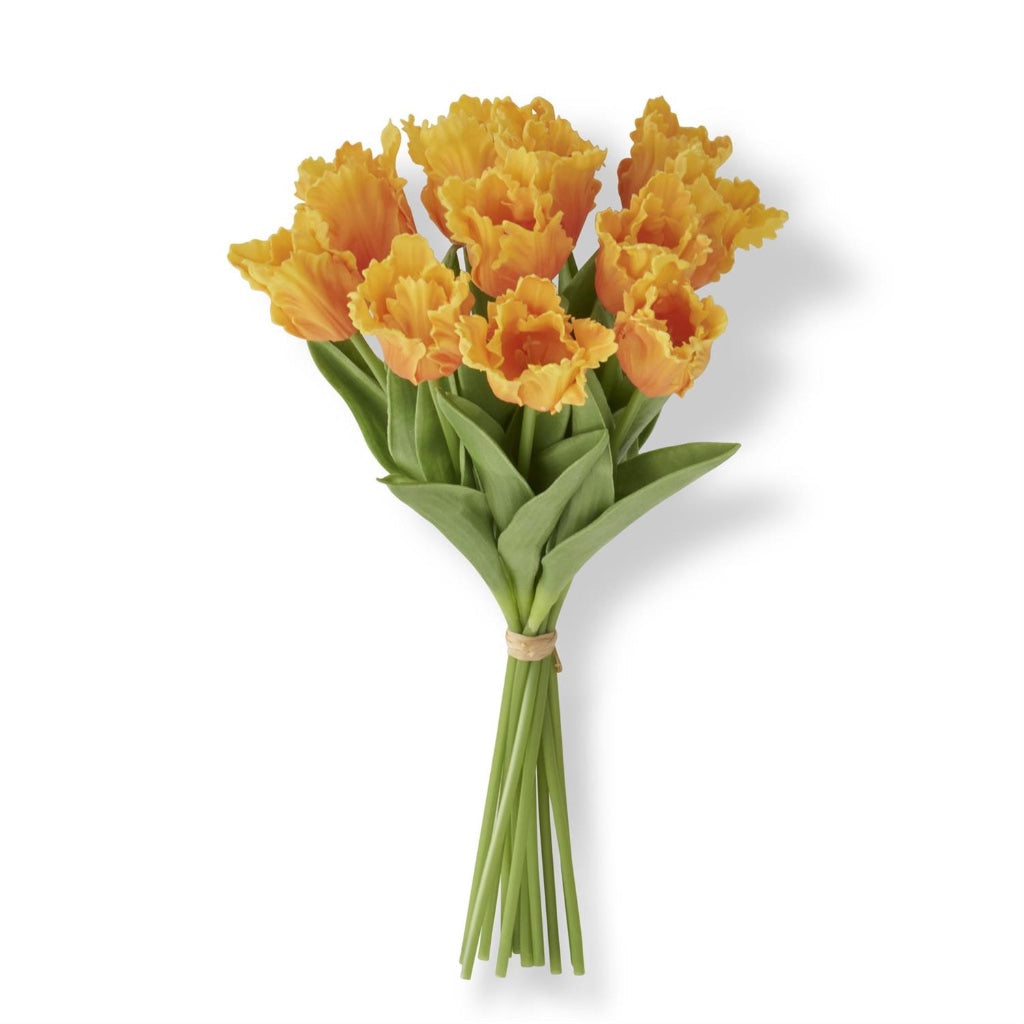 Real Touch Parrot Tulip Bundle 13" Light Orange