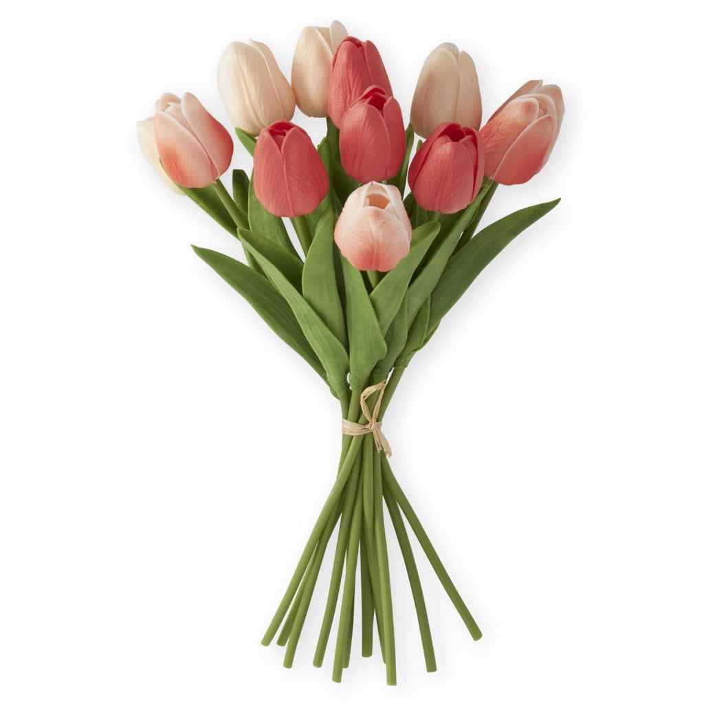 Real Touch Mini Tulip Bundle 13" Coral Peach