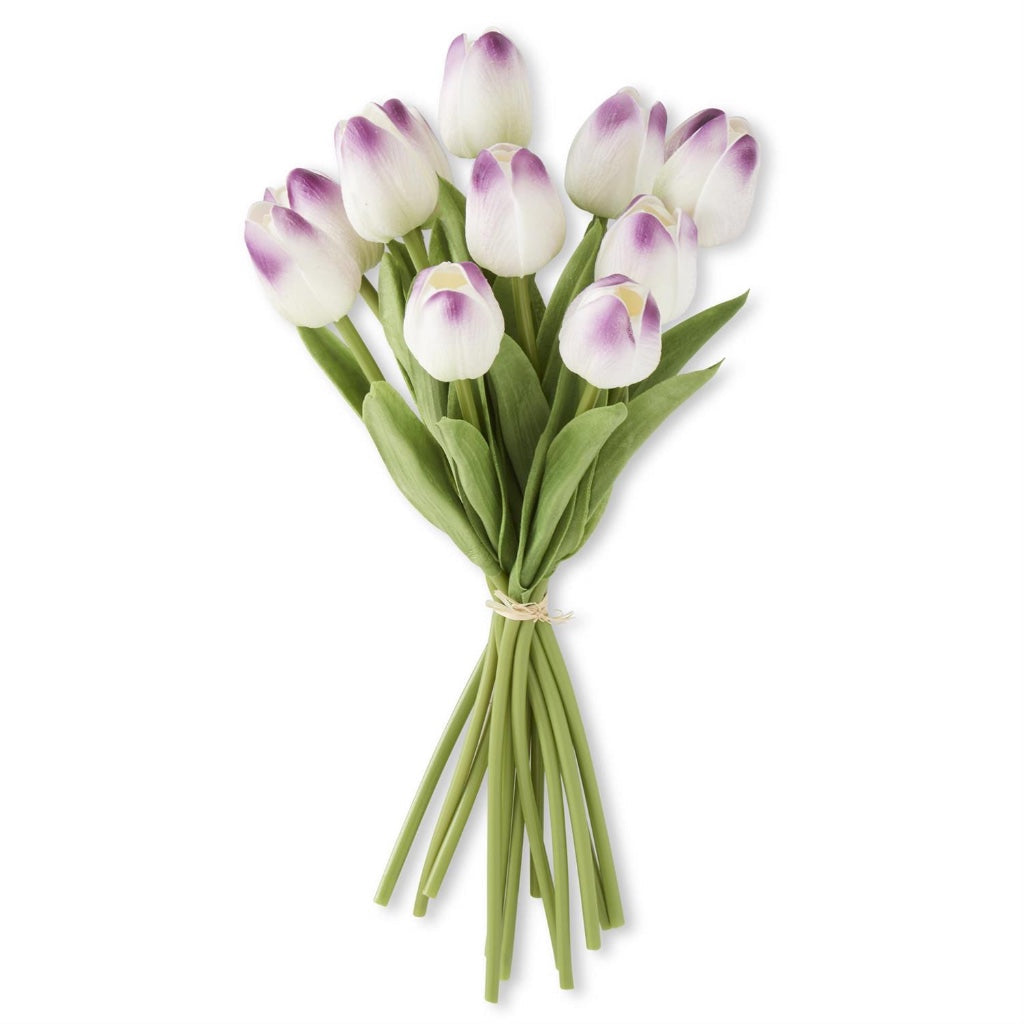 Real Touch Mini Tulip Bundle 13" Purple White