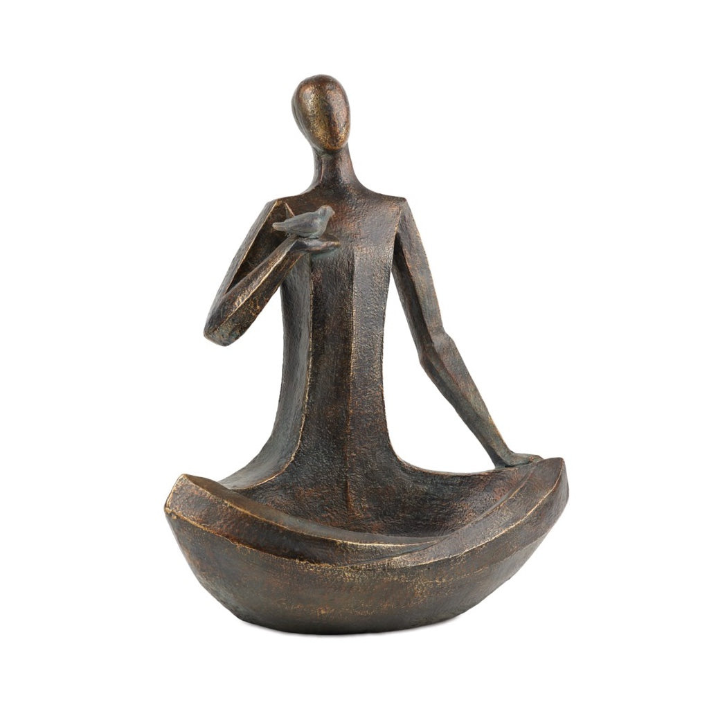 Sitting Garden Statue with Bird