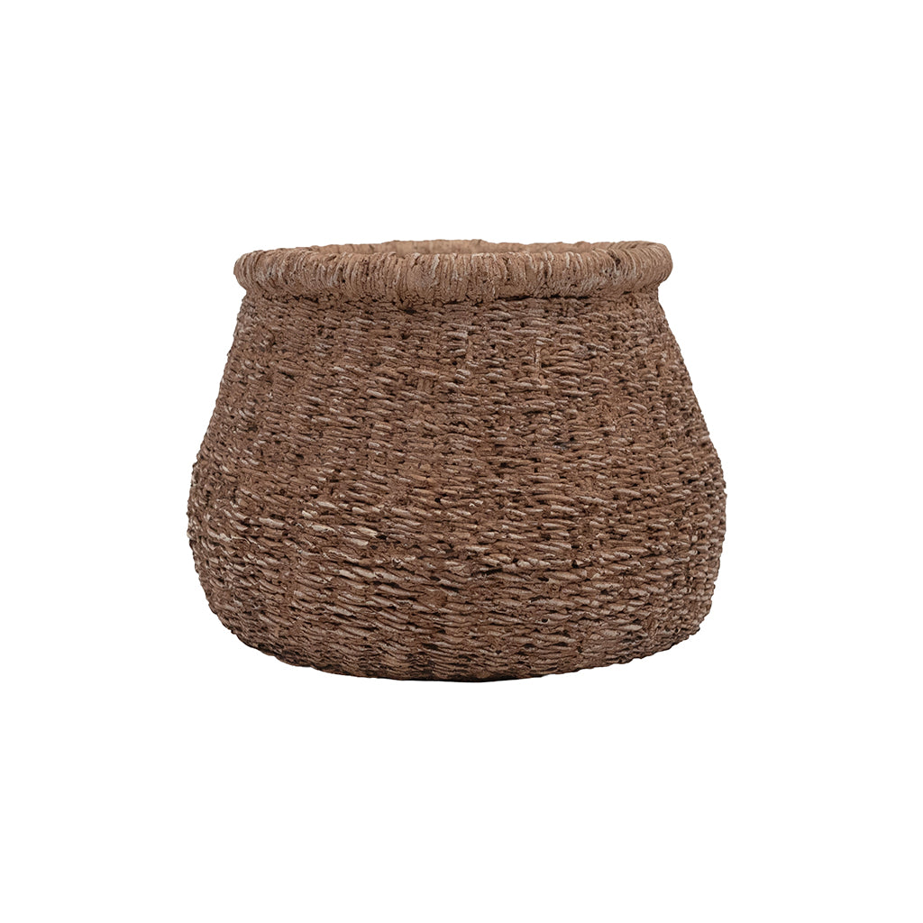 Faux Basket Cement Pot 6"