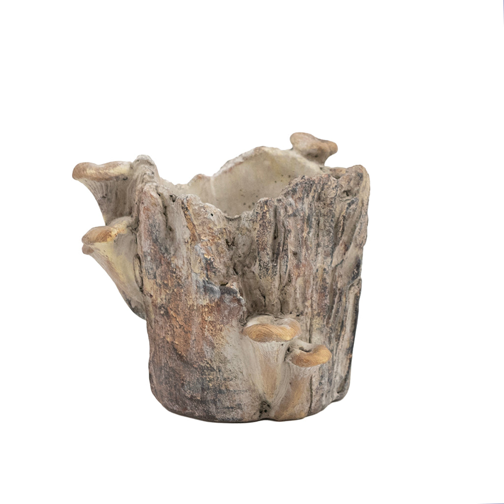 Faux Log Cement Planter 6"