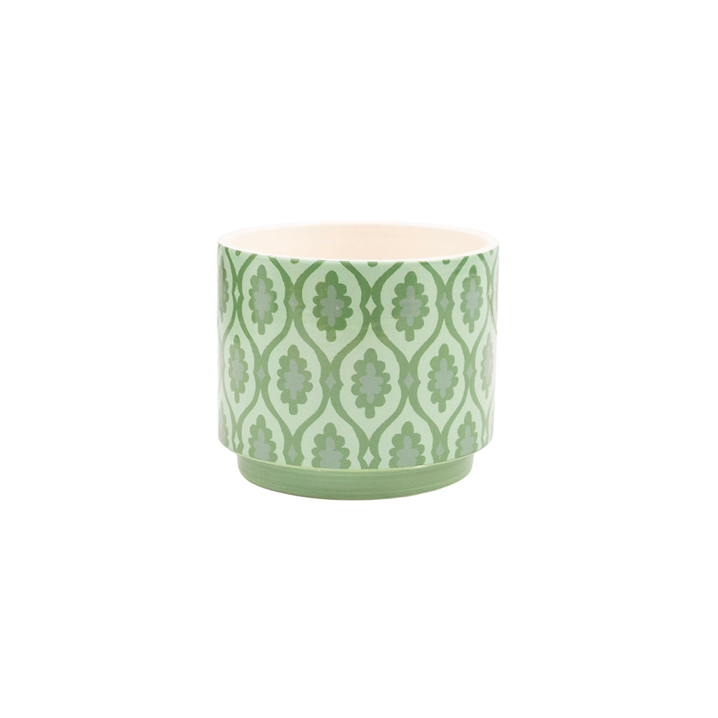 Lattice Bloom Green Pot 5"