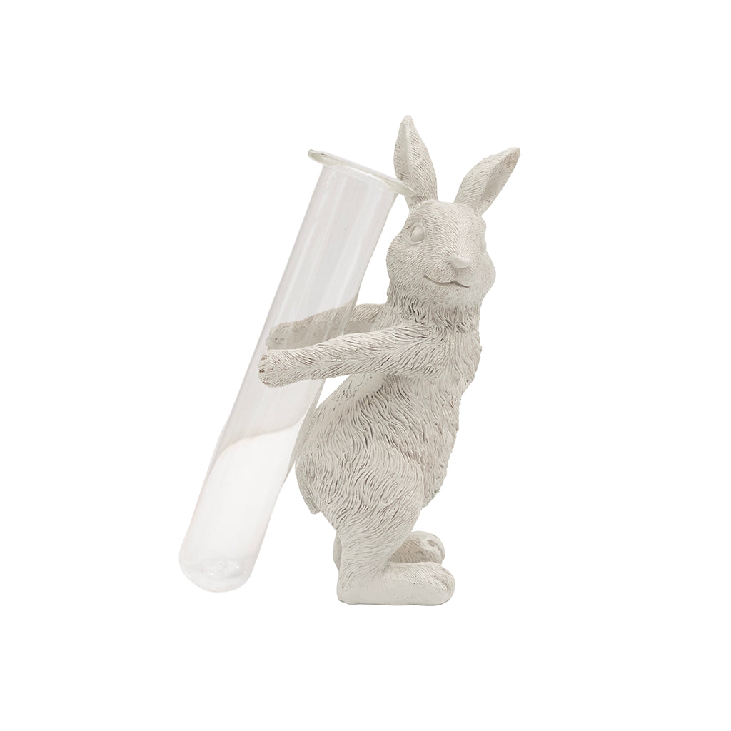 Rabbit with Bud Vase 7"