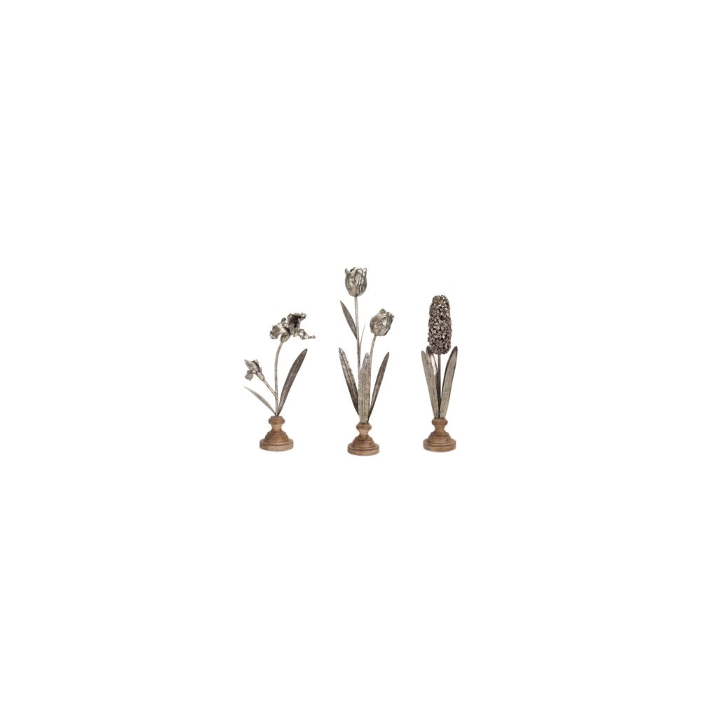 Metal Floral Pedestal Scultures