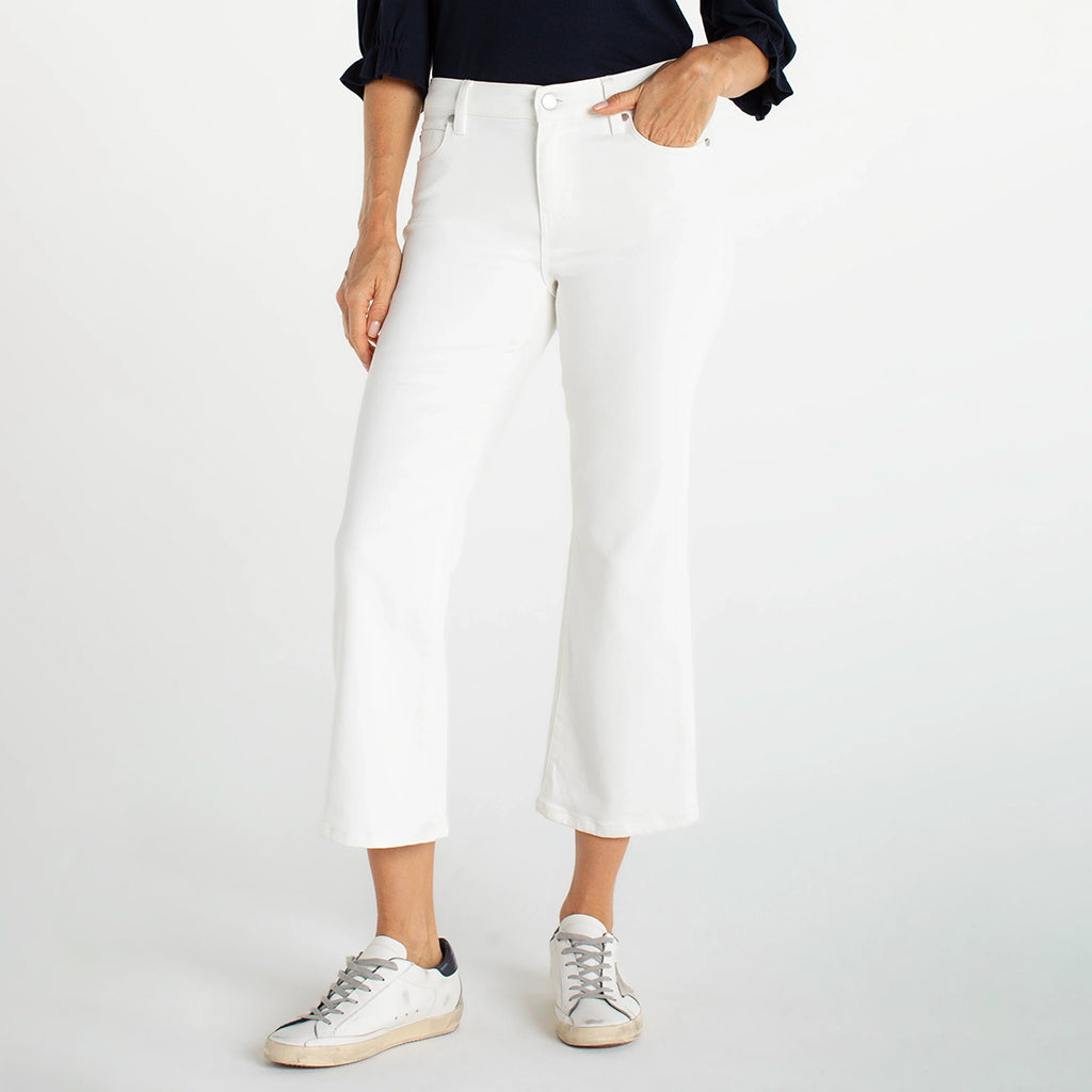 Hannah Cropped Flare Jeans White
