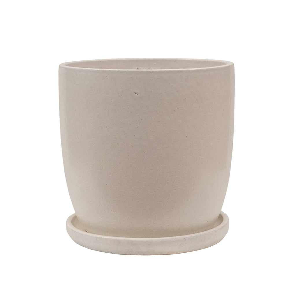 Sky Planter with Attached Saucer Matte White