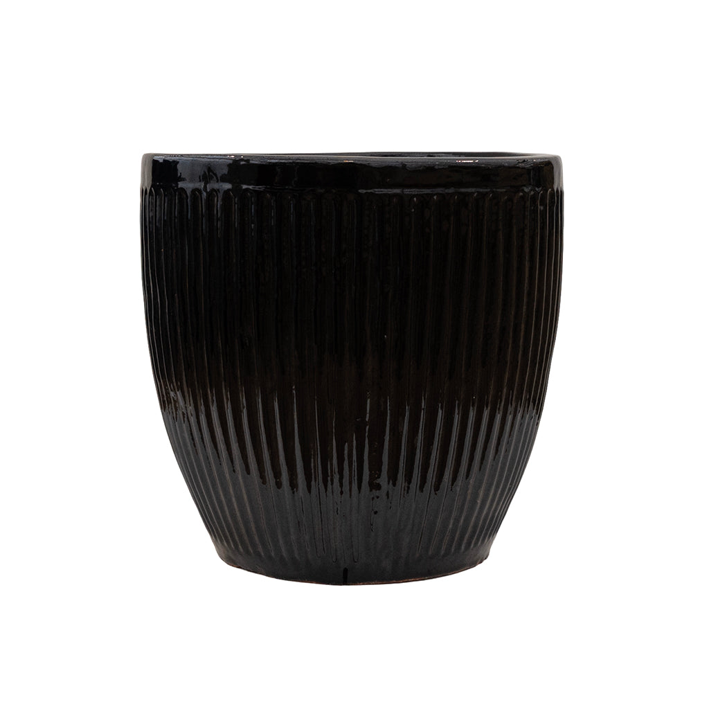 Striped Planter Shiny Black
