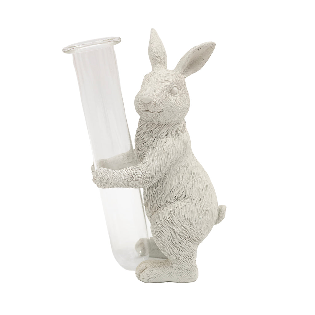 Rabbit with Bud Vase 7"