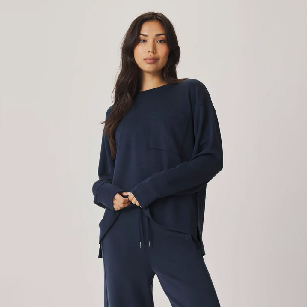 "Splendid" Scuba Soft Long Sleeve Top Navy