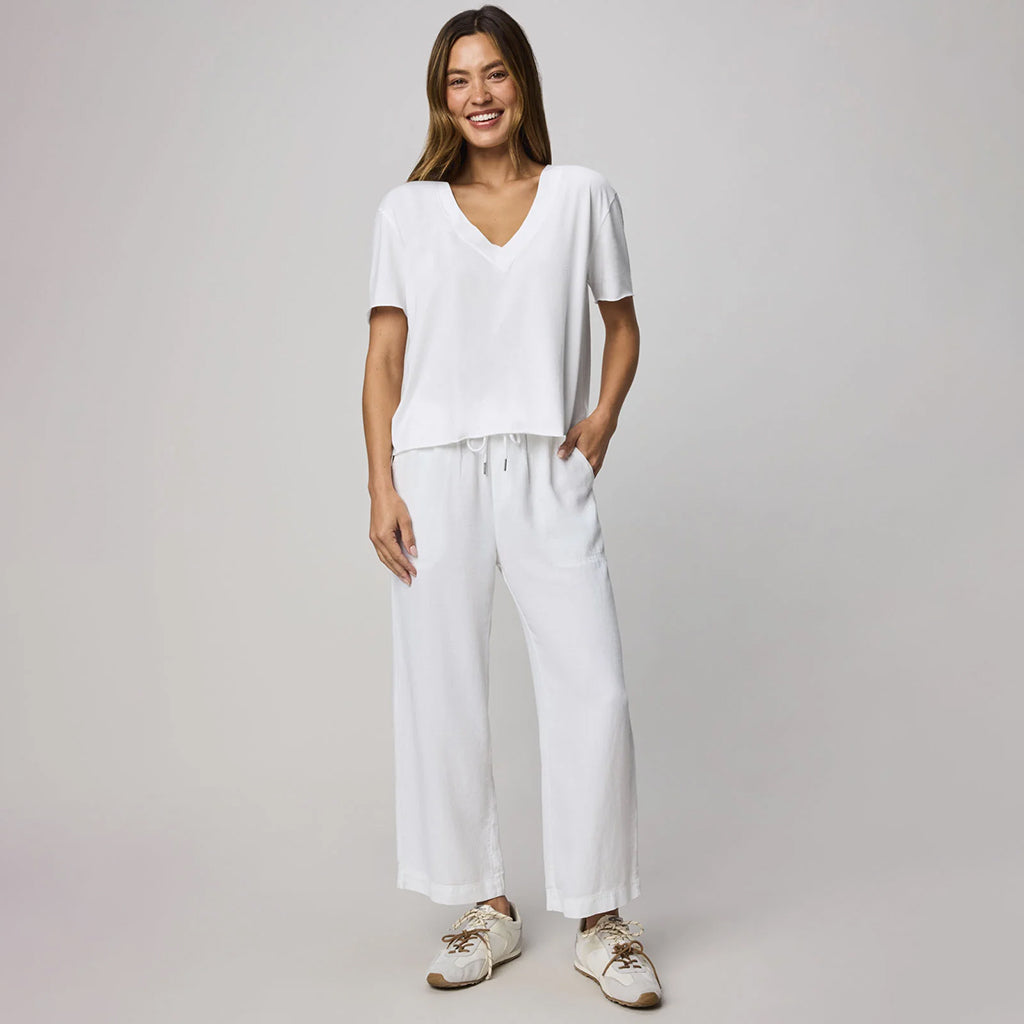 "Splendid" Angie Crop Wide Leg Pant White