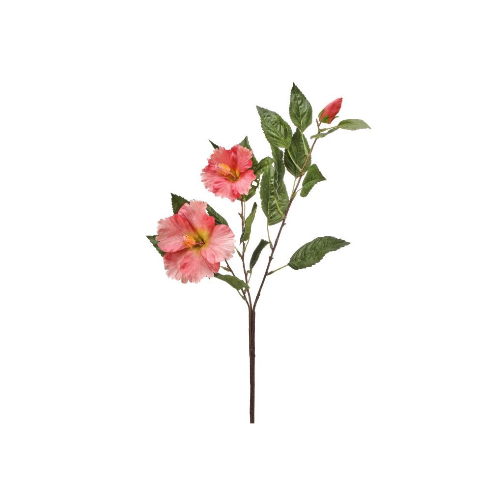 Double Hibiscus & Bud 29" Salmon Pink