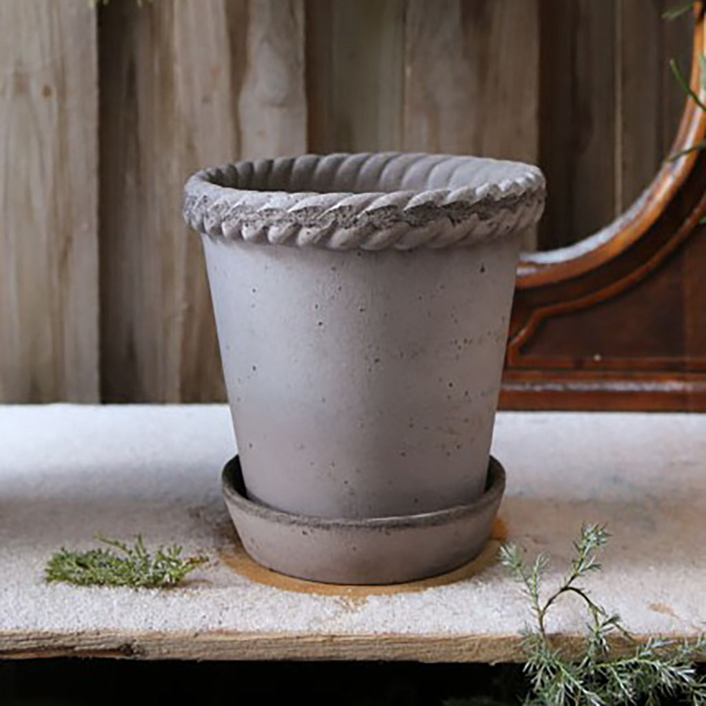 Emilia Raw Pot + Saucer Grey