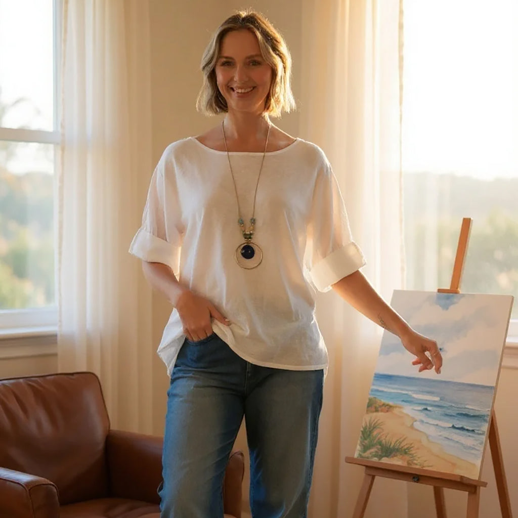 Relaxed Lightweight Cotton Top White