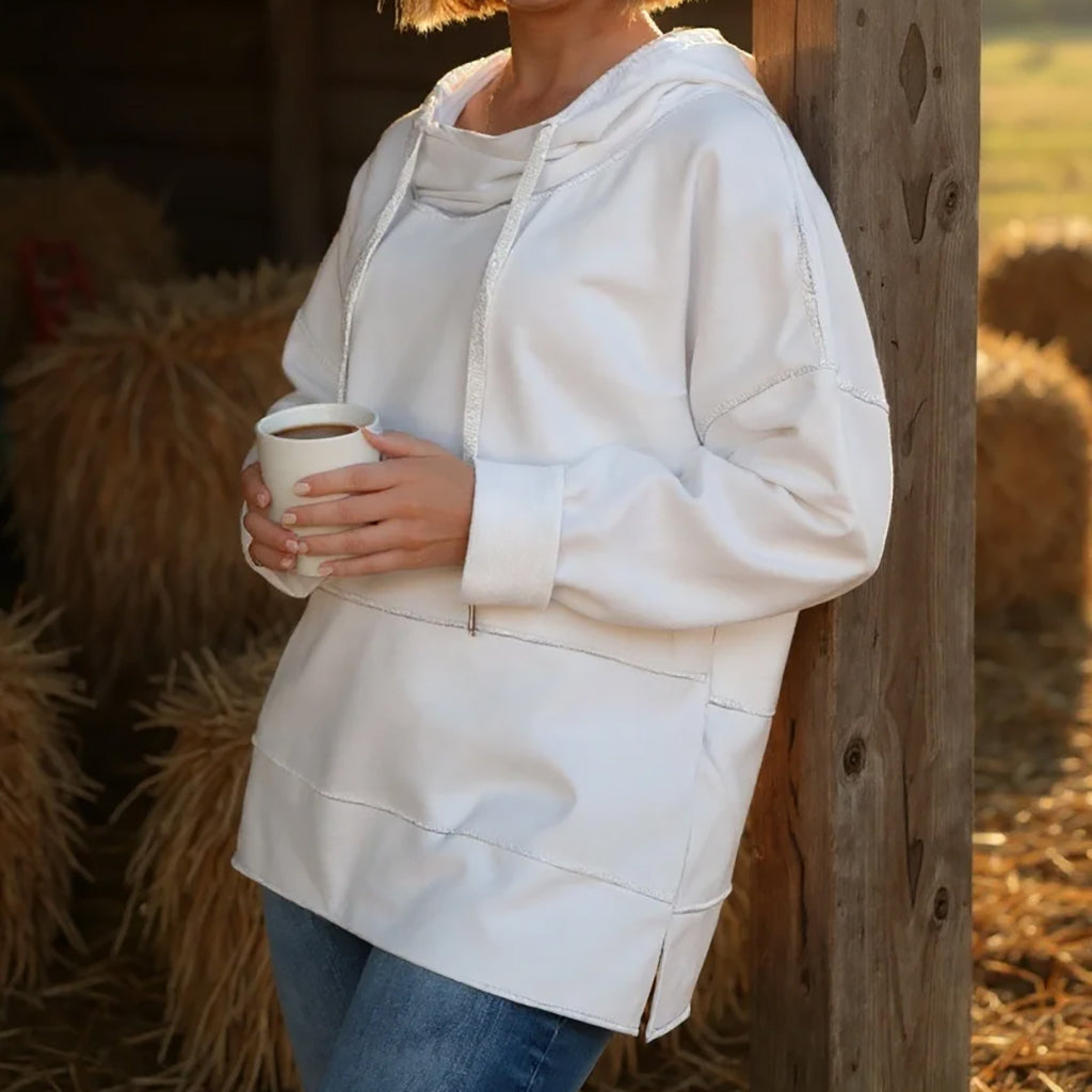 Cowl Neck Sweatshirt White