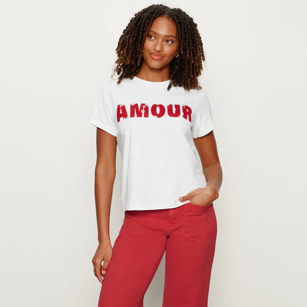 Embellished Tee White with Cherry Lacquer