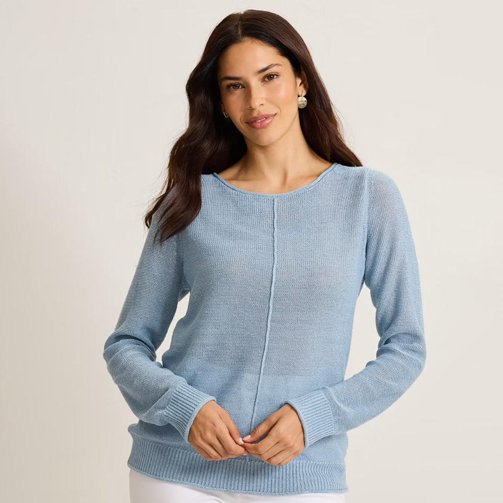 "Tommy Bahama" Cedar Linen Long-Sleeve Bateau-Neck Sweater French Blue