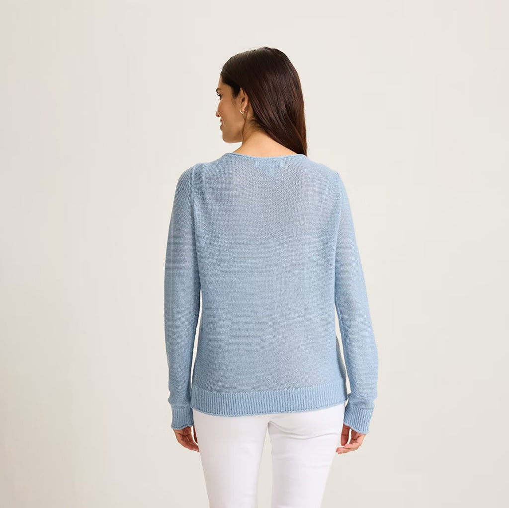 "Tommy Bahama" Cedar Linen Long-Sleeve Bateau-Neck Sweater French Blue