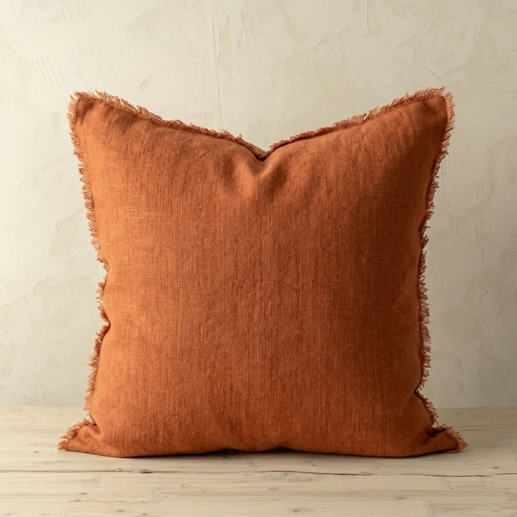 Lina Linen Pillow Burnt Umber 24x24"