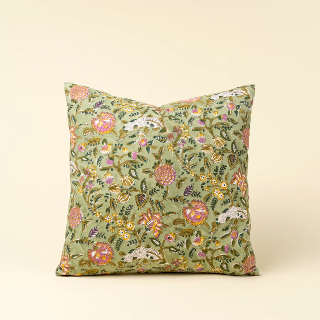 Block Print Pillow Green 20x20"