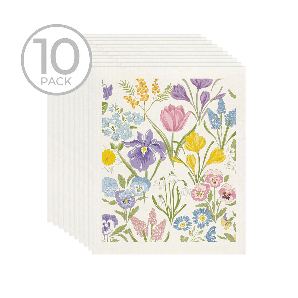 Mixed Spring Floral Sponge Cloth pk10