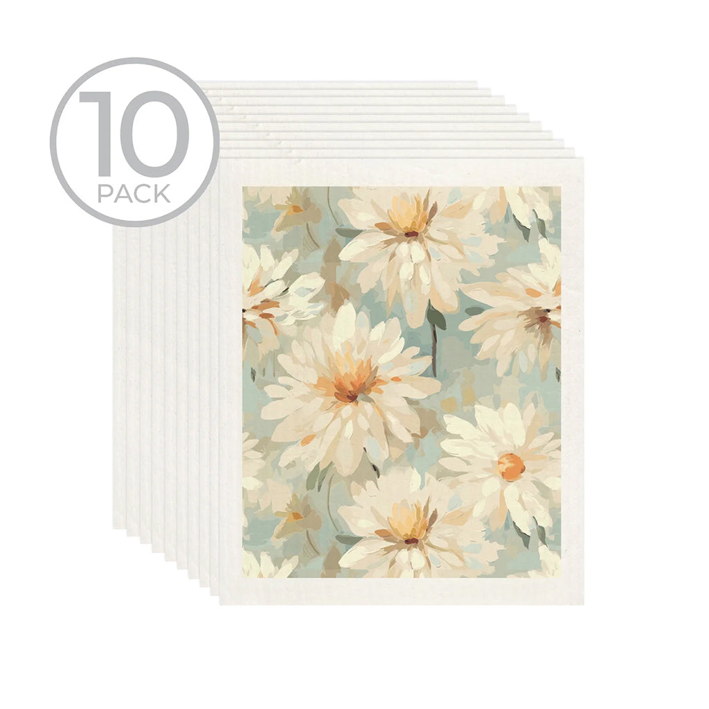 Watercolor Daisy Sponge Cloth pk10