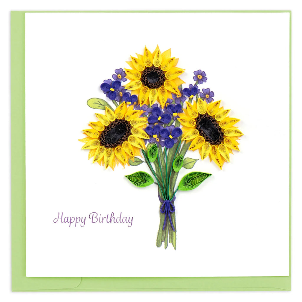 Birthday Sunflower Bouquest Quilling Card