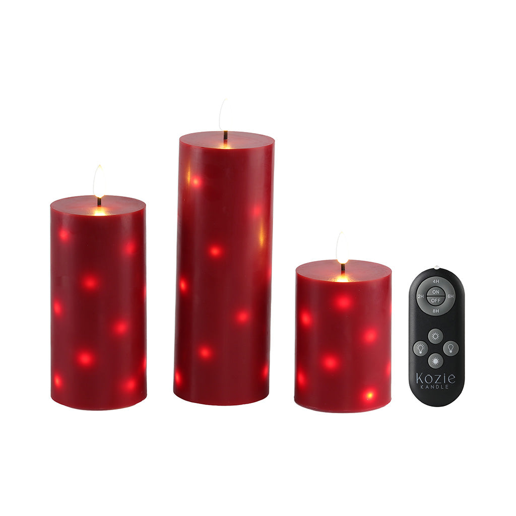 Red LED Twinkle Candle Gift Set