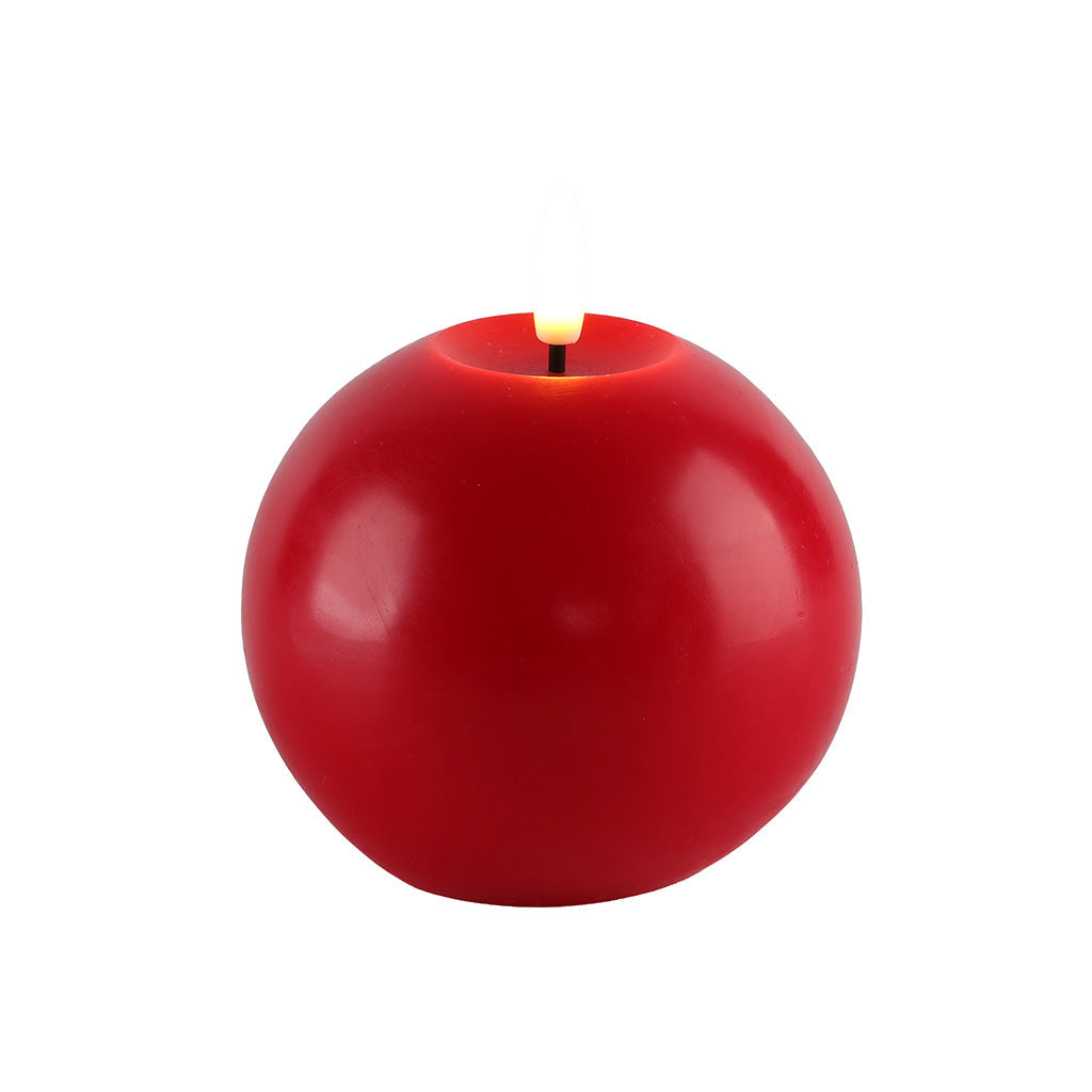 Red LED Ball Candle 5x4"
