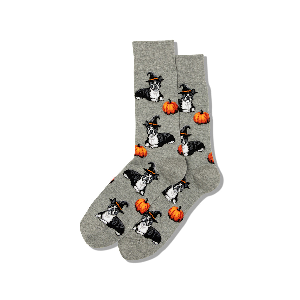 Halloween Boston Terrier Men's Hot Sox