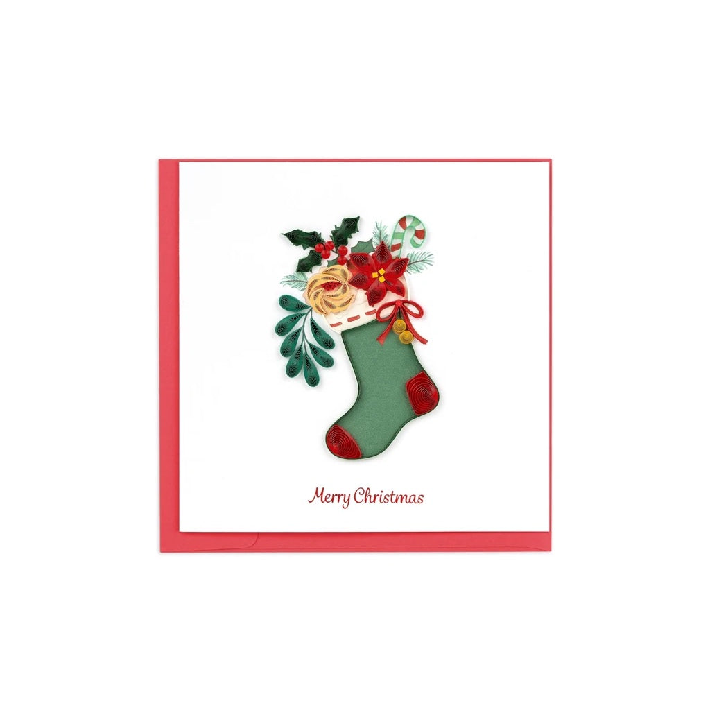Christmas Stocking Bouquet Quilling Card