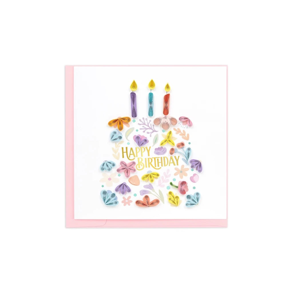 Floral Birthday Cake Quilling Card