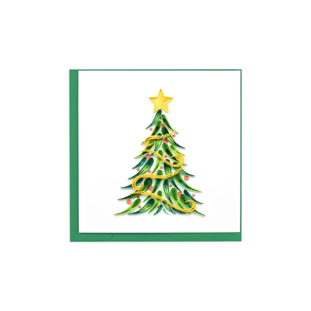 Gold Garland Christmas Tree Quilling Card