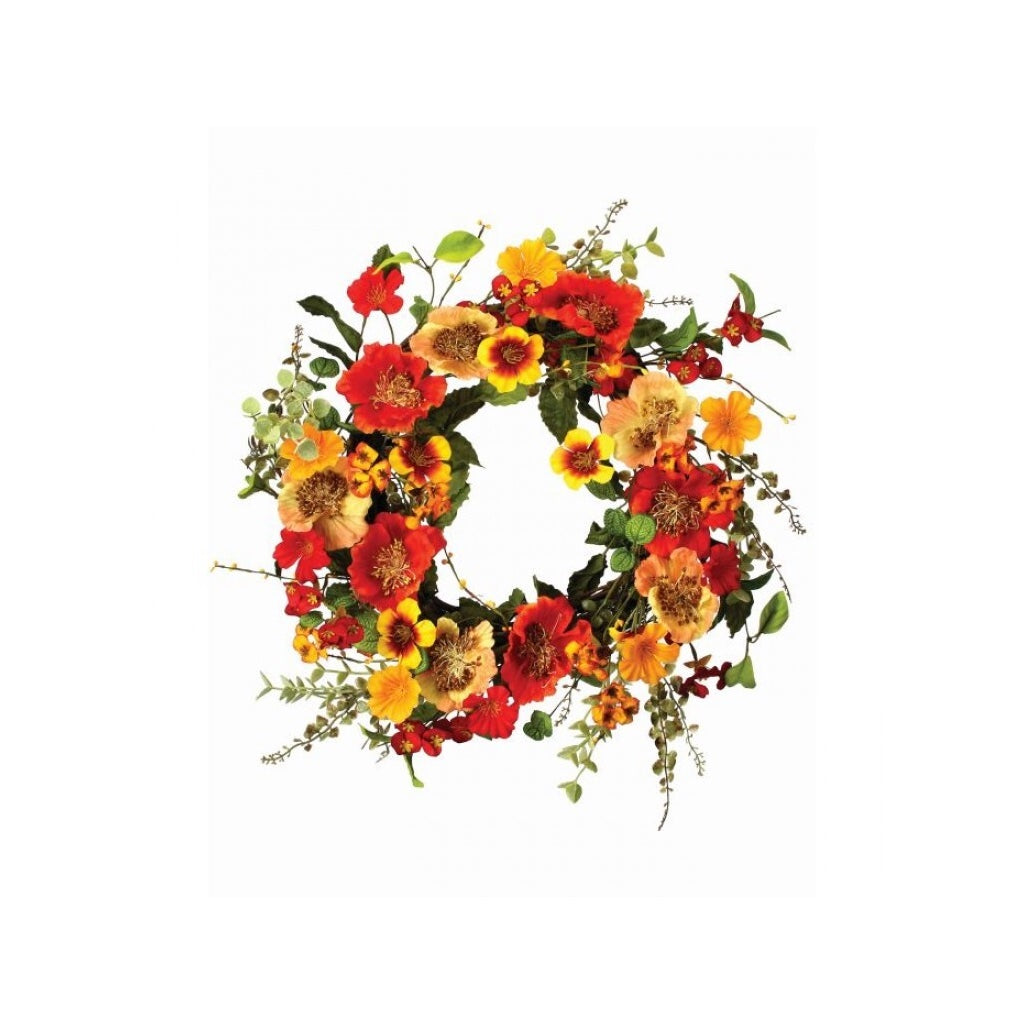 Mixed Poppy Wreath 20"