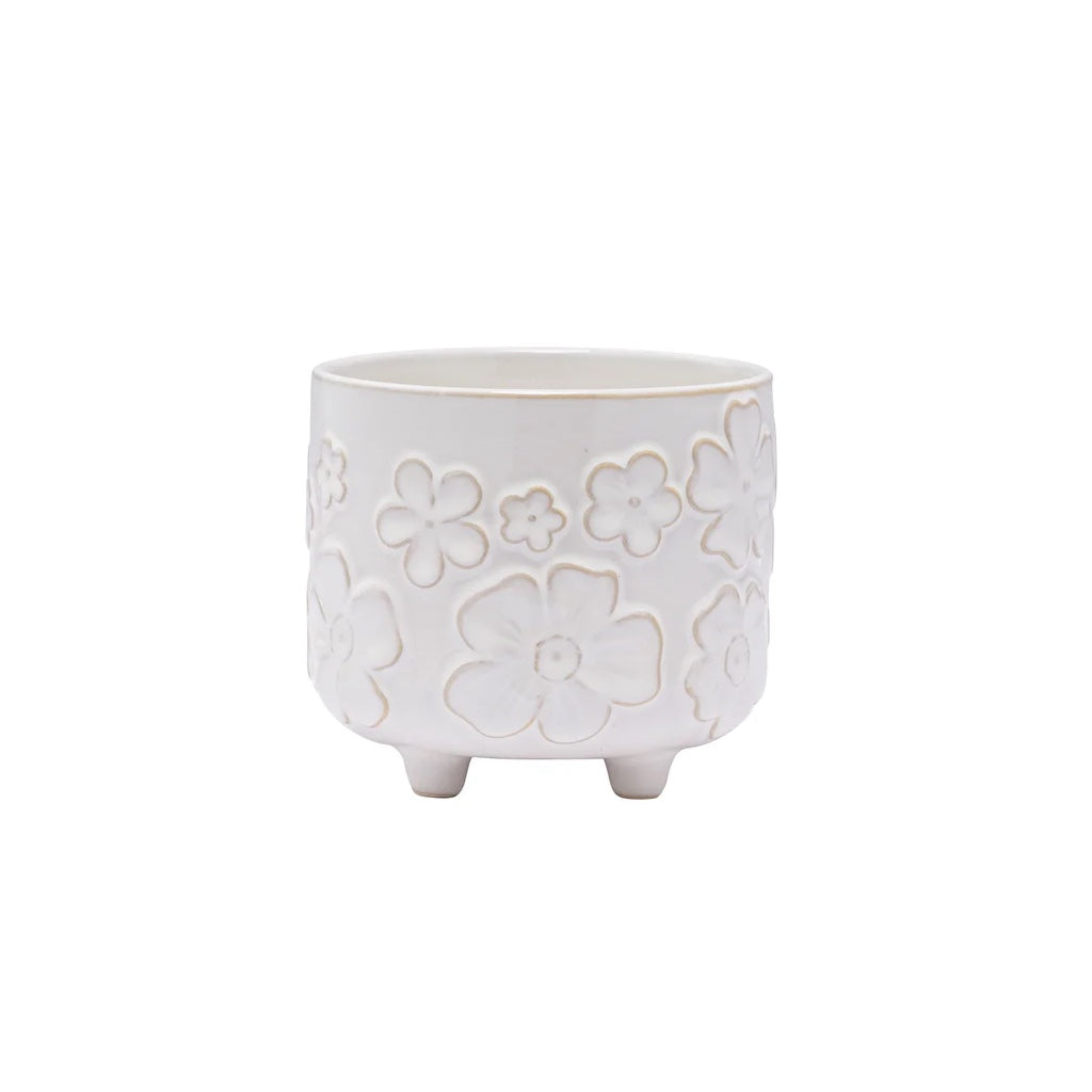 Large White Floral Planter